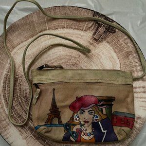 Emily Ann of Boca Raton Hand Painted Leather Crossbody Bag